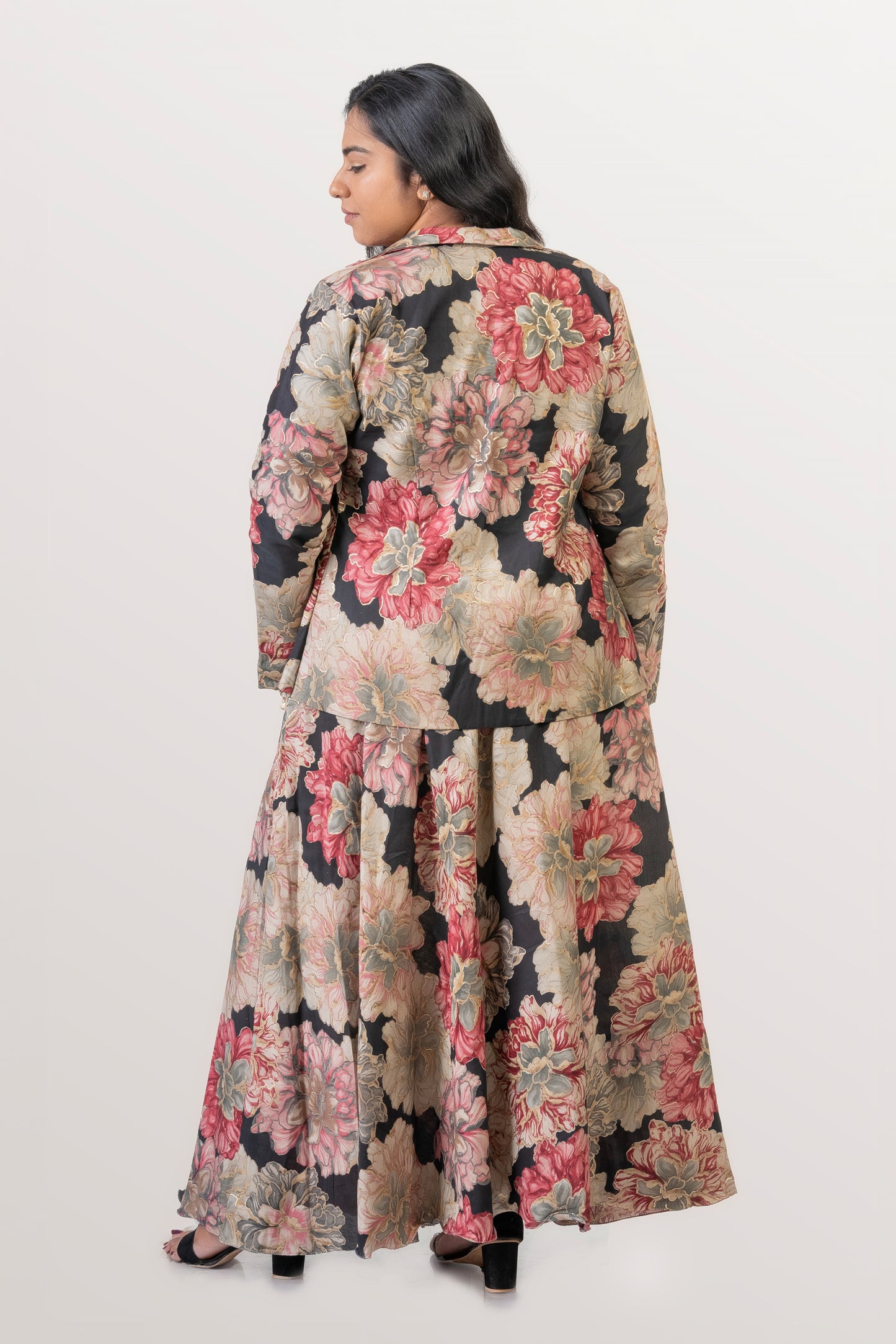 Gulabo Black & Pink Floral Skirt