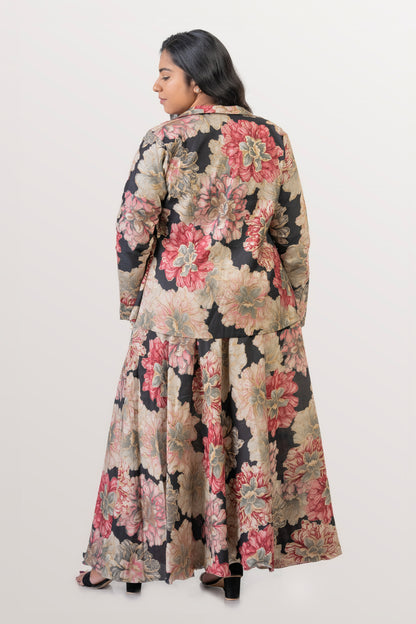 Gulabo Black & Pink Floral Skirt