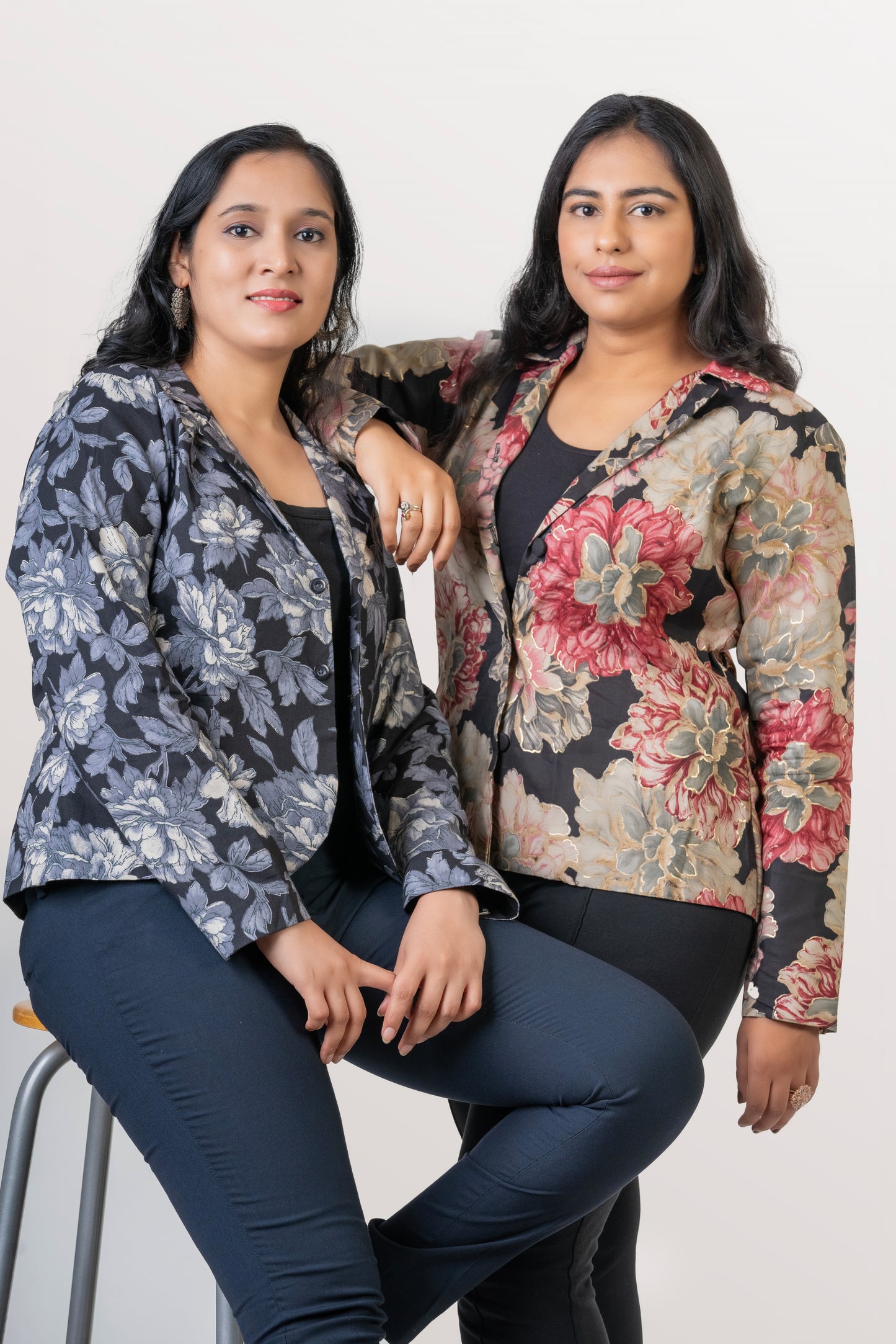 Gulabo Black & Pink Floral Jacket